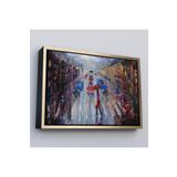 Harita Sepeti Çerçeveli Yağlı Boya Görünümlü Modern Kanvas Duvar Tablosu, Tablo-1197 55 X 75 Altın Frm_1197