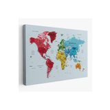 Harita Sepeti Detaylı Dünya Haritası Dekoratif Renkli Zeminli Kanvas Tablo 1700 150 X 85 Karışık Hs-1700