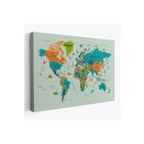 Harita Sepeti Dünya Haritası Çok Detaylı Ünlü Yerler Sembollü Kanvas Tablo 1750 95 X 165 Karışık Hs-1750