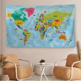 Harita Sepeti Dünya Haritası Eğitici Ülke Bayraklı Türkçe Harita Çocuk Odası Genç Odası Duvar Örtüsü-Halısı 3865 - 65 x 100 cm