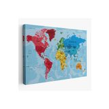Harita Sepeti Dünya Haritası Kanvas Tablo Çok Ayrıntılı Dekoratif Ve Okyanuslu 2181 95 X 165 Karışık Hs-2181