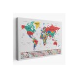 Harita Sepeti Dünya Haritası Son Derece Ayrıntılı Eğitici Ve Bayraklı Kanvas Tablo 2794 150 X 255 Karışık Hs-2794