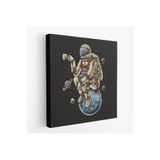 Harita Sepeti Dünya Üzerinde Dinlenip Kahve İçen Astronot Kanvas Tablo-5098 90 X 90 Karışık Hs-5098