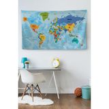 Harita Sepeti Duvar Örtüsü Halısı Detaylı Güncel Türkçe Dünya Haritası Kanvas Kumaş 3974 - 40 x 65 cm