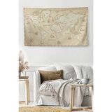 Harita Sepeti Duvar Örtüsü Halısı Vintage Kanvas Kumaş Dünya Haritası-3956 - 100 x 65 cm