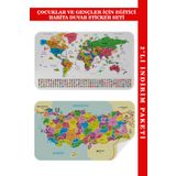 Harita Sepeti Eğitici Öğretici Dünya Ve Türkiye Haritası Çocuk Odası Duvar Sticker- 3885