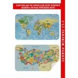Harita Sepeti Eğitici Öğretici Dünya ve Türkiye Haritası Çocuk Odası Duvar Sticker 3888 - Renkli - 1 Adet