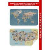 Harita Sepeti Eğitici Öğretici Dünya ve Türkiye Haritası Çocuk Odası Duvar Sticker 3889 - Renkli - 1 Adet