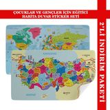 Harita Sepeti Eğitici Ve Öğretici Dünya Ve Türkiye Haritası Çocuk Odası Duvar Sticker 3882
