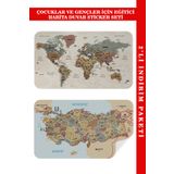 Harita Sepeti Eğitici Ve Öğretici Dünya Ve Türkiye Haritası Çocuk Odası Duvar Sticker- 3883