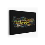 Harita Sepeti Iller Isimli Siyah Zeminli Dekoratif Kanvas Tablo 1005(Tek Parça) 95 X 55 Karışık Hs-1005