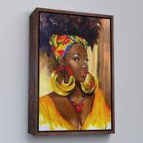 Harita Sepeti Kahverengi Çerçeveli Afro Amerikalı Güzel Kadın Duvar Tablosu 55 X 75 Kahverengi Frm6371