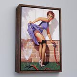 Harita Sepeti Kahverengi Çerçeveli Bahçedeki Sexi Kadın Dekoratif Duvar Tablosu 25 X 35 Kahverengi Frm6454
