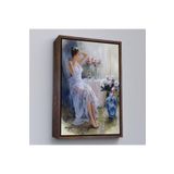 Harita Sepeti Kahverengi Çerçeveli Beyaz Elbiseli Güzel Kız Dekoratif Duvar Tablosu 75 X 105 Kahverengi Frm_6108