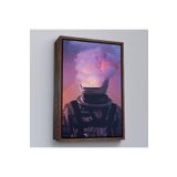 Harita Sepeti Kahverengi Çerçeveli Beyni Yakılan Astronot Kanvas Tablo, Gerçeküstü Pop Art Kanvas Tablo 40 X 55 Kahverengi Frm5214
