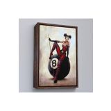 Harita Sepeti Kahverengi Çerçeveli Bilardo Topunun Üstünde Oturan Pub Kızı Duvar Tablosu 55 X 75 Kahverengi Frm6230