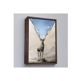 Harita Sepeti Kahverengi Çerçeveli Daha Güzel Bir Doğa Hayal Eden Geyik Sürreal Duvar Tablosu 55 X 75 Kahverengi Frm6017