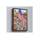 Harita Sepeti Kahverengi Çerçeveli Güzel Bahçe İçierisindeki Amerka Bayrağı Duvar Tablosu 25 X 35 Kahverengi Frm6278