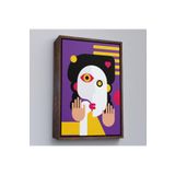 Harita Sepeti Kahverengi Çerçeveli İkonik Pop Art Asyalı Kadın Tablosu 25 X 35 Kahverengi Frm357