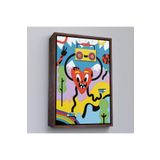 Harita Sepeti Kahverengi Çerçeveli İkonik Pop Art Uzaylı Tablosu 55 X 75 Kahverengi Frm365