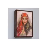 Harita Sepeti Kahverengi Çerçeveli Kırmızı Başörtülü Güzel Kadın Duvar Tablosu 25 X 35 Kahverengi Frm6206