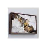Harita Sepeti Kahverengi Çerçeveli Mermer Desenli Ve Altun Tozu Detaylı Soyut Modern Kanvas Tablo 40 X 55 Kahverengi Frm_5055