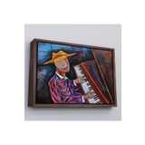 Harita Sepeti Kahverengi Çerçeveli Piyano Çalan Sürreal Adam Duvar Tablosu 40 X 55 Kahverengi Frm_3599