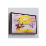 Harita Sepeti Kahverengi Çerçeveli Venedik İtalya Yağlıboya Görünüm Dekoratif Kanvas Duvar Tablosu 75 X 105 Kahverengi Frm_3487
