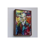 Harita Sepeti Kahverengi Çerçeveli Yağlı Boya Efektli Renkli Mustafa Kemal Atatürk Duvar Tablosu 55 X 75 Kahverengi Frm_6069