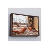 Harita Sepeti Kahverengi Çerçeveli Yataktaki Güzel Kadın Dekoratif Duvar Tablosu 25 X 35 Kahverengi Frm_6617