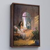Harita Sepeti Kahverengi Çerçeveli Yataktaki Güzel Kadın Dekoratif Duvar Tablosu 40 X 55 Kahverengi Frm6340