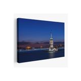 Harita Sepeti Kız Kulesi Gece Manzarası Dekoratif Kanvas Tablo-6502 70 X 100 Karışık Hs-6502