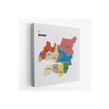 Harita Sepeti Kocaeli Ili Ve Ilçeler Haritası Dekoratif Kanvas Tablo 1401 90 X 90 Karışık Hs-1401