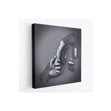 Harita Sepeti Metalik Efektli 3D Kanvas Poster, Modern Duvar Dekoru, Gümüş Kanvas Tablo-5357 90 X 90 Karışık Hs-5357