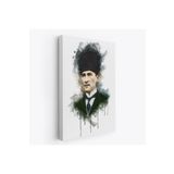 Harita Sepeti Mustafa Kemal Atatürk'Ün Suluboya Görünümlü Portresi Dekoratif Kanvas Tablo-Da-78 70 X 100 Beyaz Hs-78