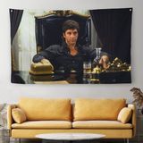 Harita Sepeti Scarface Alpacino Italyan Mafya Kanvas Duvar Örtüsü-Halısı-5137 - 95 x 150 cm