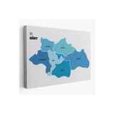 Harita Sepeti Siirt İli Ve İlçeler Haritası Dekoratif Kanvas Tablo 1450 95 X 55 Karışık Hs-1450