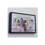 Harita Sepeti Siyah Çerçeveli Aster Çiçeği Yağlı Boya Görünümlü Dekoratif Duvar Tablosu 55 X 75 Siyah Frm_3456