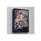 Harita Sepeti Siyah Çerçeveli Bahçedeki Anne Ve Melekleri Dekoratif Duvar Tablosu 40 X 55 Siyah Frm_6214