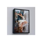 Harita Sepeti Siyah Çerçeveli Beyaz Elbiseli Bale Yapan Güzel Kız Duvar Tablosu 55 X 75 Siyah Frm_6077