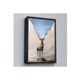 Harita Sepeti Siyah Çerçeveli Daha Güzel Bir Doğa Hayal Eden Geyik Sürreal Duvar Tablosu 25 X 35 Siyah Frm6017