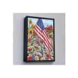 Harita Sepeti Siyah Çerçeveli Güzel Bahçe İçierisindeki Amerka Bayrağı Duvar Tablosu 75 X 105 Siyah Frm6278