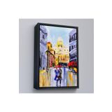 Harita Sepeti Siyah Çerçeveli İtalya Şehir Manzarası Yağlıboya Görünüm Dekoratif Kanvas Duvar Tablosu 40 X 55 Siyah Frm_5933