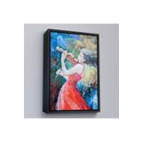 Harita Sepeti Siyah Çerçeveli Keman Çalan Müzisyen Kadın Tablosu 75 X 105 Siyah Frm5922