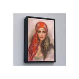 Harita Sepeti Siyah Çerçeveli Kırmızı Başörtülü Güzel Kadın Duvar Tablosu 40 X 55 Siyah Frm6206