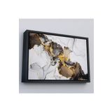 Harita Sepeti Siyah Çerçeveli Mermer Desenli Ve Altun Tozu Detaylı Soyut Modern Kanvas Tablo 25 X 35 Siyah Frm_5055