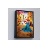 Harita Sepeti Siyah Çerçeveli Paris De Etfel Kulesine Karşı Keman Çalan Kız Tablosu 55 X 75 Siyah Frm6006