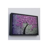 Harita Sepeti Siyah Çerçeveli Pembe Çiçek Ağacı Yağlıboya Görünüm Dekoratif Kanvas Duvar Tablosu 25 X 35 Siyah Frm_3706