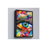 Harita Sepeti Siyah Çerçeveli Renkli Yağlıboya Görünümlü Göz Tablosu 40 X 55 Siyah Frm_6329