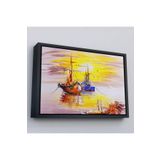 Harita Sepeti Siyah Çerçeveli Venedik İtalya Yağlıboya Görünüm Dekoratif Kanvas Duvar Tablosu 25 X 35 Siyah Frm_3489